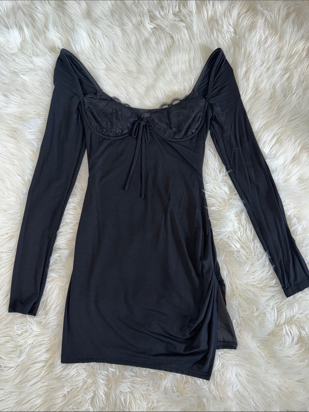 OUTCAST DIONNE LONG SLEEVE MINI DRESS BLACK